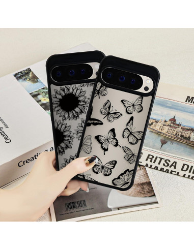 Funda Google Pixel 9 Pro XL Eiyikof Girasol Negra Delgada