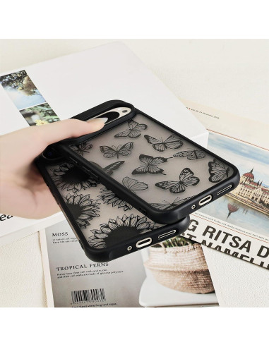 Funda Google Pixel 9 Pro XL Eiyikof Girasol Negra Delgada