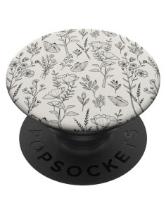 PopSockets Adhesivo PopGrip Patrón Flores Silvestres Negro Crema