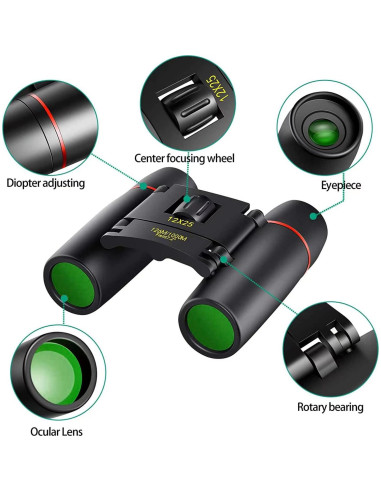 Binoculares compactos POLDR 12X25 para observación