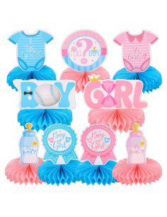 9pcs Decoraciones de Mesa Revelación de Género Bebé RANERVZ