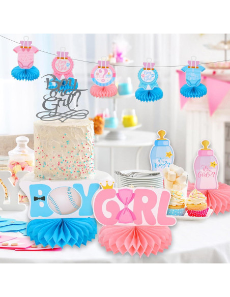 9pcs Decoraciones de Mesa Revelación de Género Bebé RANERVZ