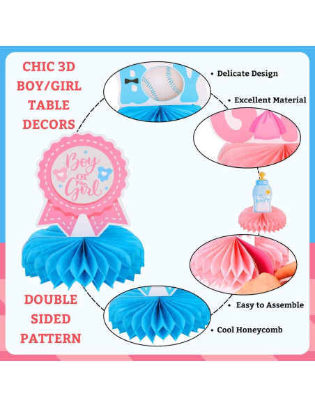 9pcs Decoraciones de Mesa Revelación de Género Bebé RANERVZ