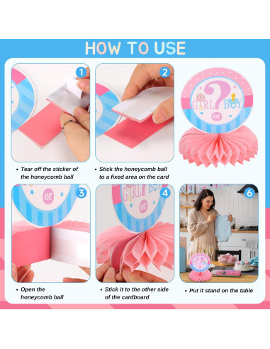 9pcs Decoraciones de Mesa Revelación de Género Bebé RANERVZ