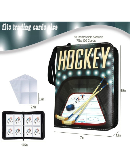 Carpeta de Tarjetas de Hockey Rmannke 400 Bolsillos Portátil