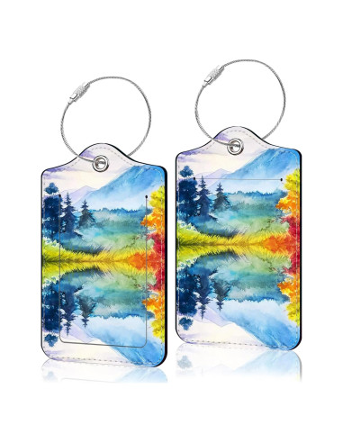 Etiquetas de Equipaje de Cuero PU COWDIY - 2 Piezas 11.6x7.3cm