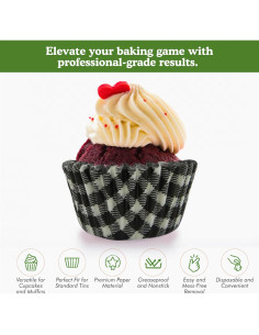 Tazas de Hornear Antiadherentes Regency Wraps, 40 Pzas, Gingham Negro 2