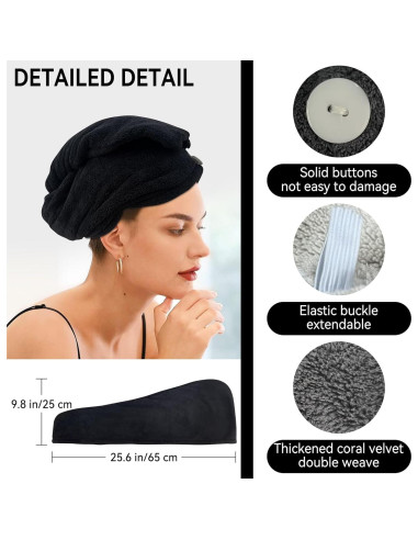 Toalla de Microfibra para Cabello Wetore 65x25 cm Negra