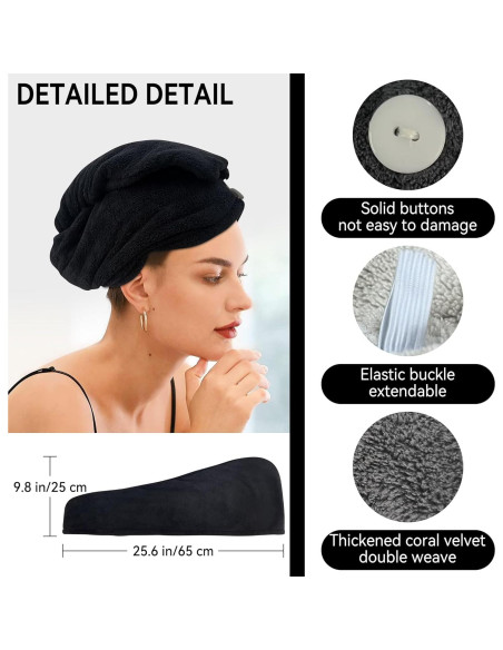 Toalla de Microfibra para Cabello Wetore 65x25 cm Negra