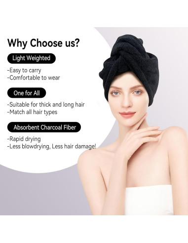 Toalla de Microfibra para Cabello Wetore 65x25 cm Negra