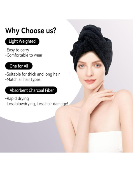 Toalla de Microfibra para Cabello Wetore 65x25 cm Negra