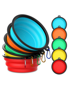 Paquete de 5 tazones colapsables Tekcoo para mascotas 355ml