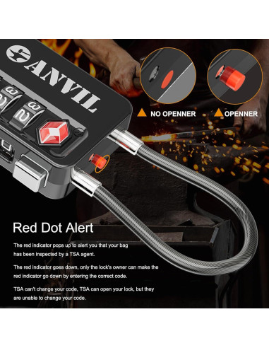 Candados TSA ANVIL de Combinación para Equipaje - 2 Unidades