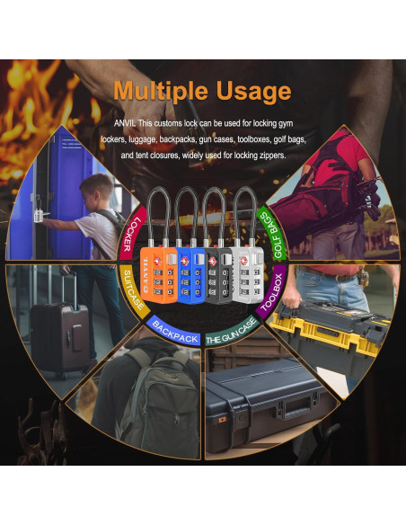 Candados TSA ANVIL de Combinación para Equipaje - 2 Unidades