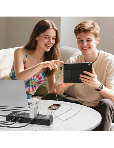 Regleta de Enchufes TuoJia 20 Salidas CA 6 USB 1.83m Negro