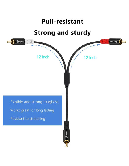 Cable Splitter RCA Macho a 2 Machos Devinal 1m Baño de Oro