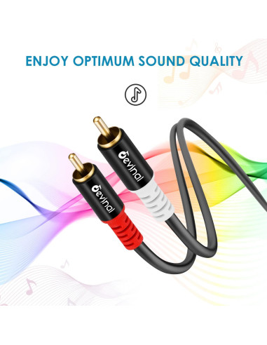 Cable Splitter RCA Macho a 2 Machos Devinal 1m Baño de Oro