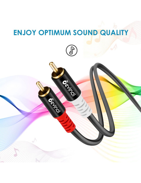 Cable Splitter RCA Macho a 2 Machos Devinal 1m Baño de Oro