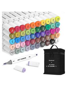 Marcadores de Alcohol Shuttle Art 51 Colores Doble Punta Pincel