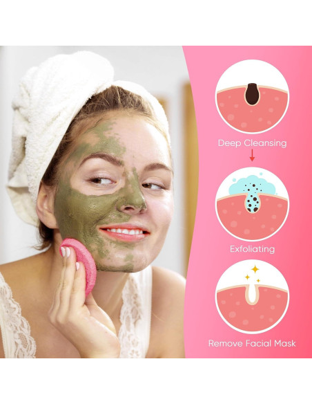 Esponjas Faciales Comprimidas GAINWELL 50 Pcs Rosa Reutilizables