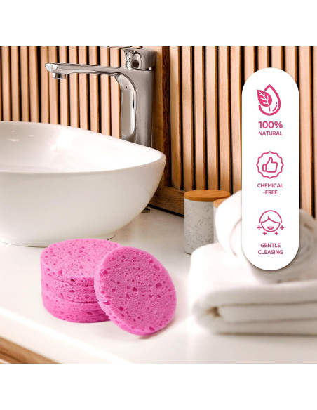 Esponjas Faciales Comprimidas GAINWELL 50 Pcs Rosa Reutilizables