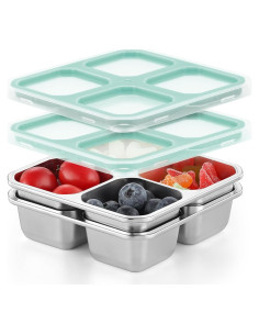 Contenedores de Snack BEFOY Acero Inoxidable 4 Compartimentos 2 Pcs
