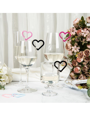 16 Marcadores de Bebida Reutilizables Corazón Mooliynsur