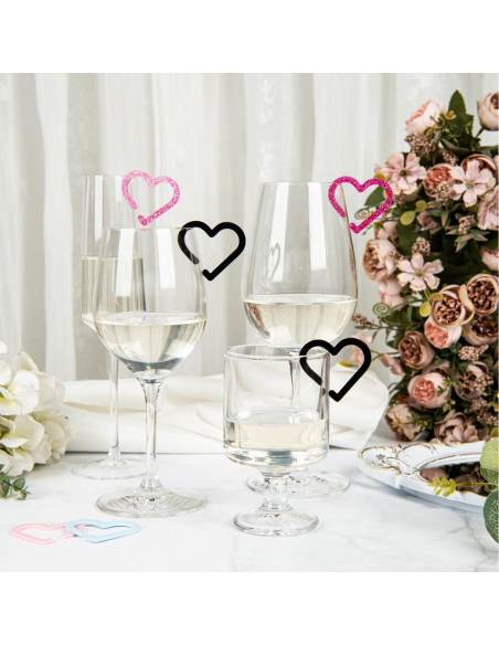 16 Marcadores de Bebida Reutilizables Corazón Mooliynsur