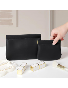 Paquete de 2 Bolsas de Maquillaje MEIBOOCH - Cuero de Superfibra 2