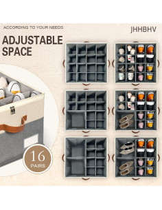 Organizador de Zapatos JHHBHV Plegable 16 Pares Beige 43.2x31.8cm 2