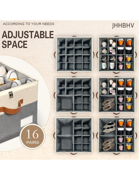 Organizador de Zapatos JHHBHV Plegable 16 Pares Beige 43.2x31.8cm