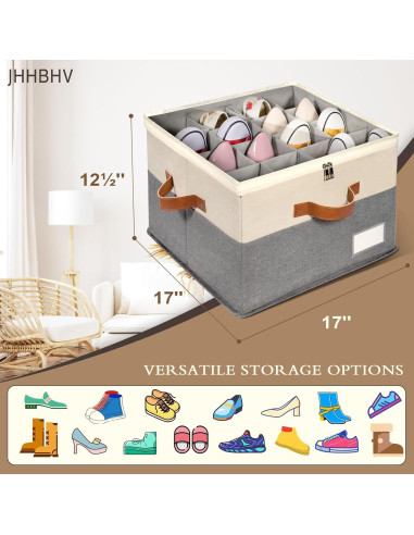 Organizador de Zapatos JHHBHV Plegable 16 Pares Beige 43.2x31.8cm