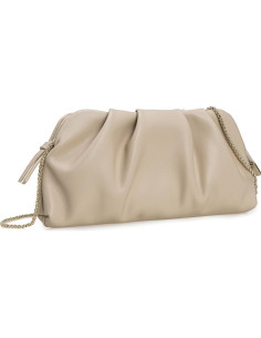 Bolso de Mano Charming Tailor Beige Cuero Vegano Plisado 2