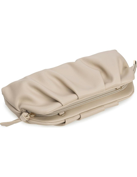 Bolso de Mano Charming Tailor Beige Cuero Vegano Plisado Bolso de Mano Charming Tailor Beige Cuero Vegano Plisado