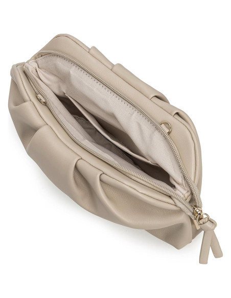 Bolso de Mano Charming Tailor Beige Cuero Vegano Plisado Bolso de Mano Charming Tailor Beige Cuero Vegano Plisado