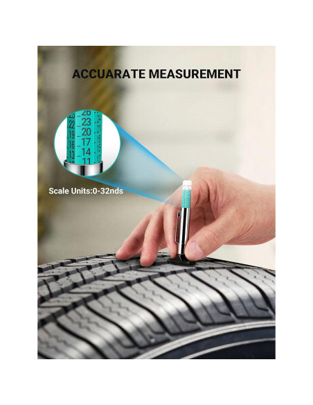 Juego de 2 medidores de profundidad de neumáticos LUMITECO