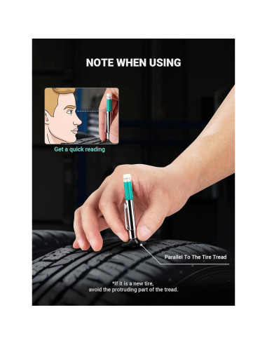 Juego de 2 medidores de profundidad de neumáticos LUMITECO