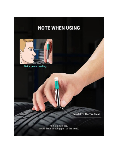 Juego de 2 medidores de profundidad de neumáticos LUMITECO