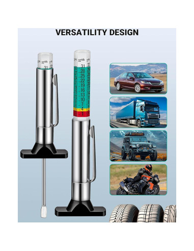 Juego de 2 medidores de profundidad de neumáticos LUMITECO