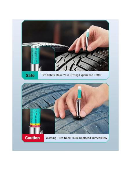 Juego de 2 medidores de profundidad de neumáticos LUMITECO