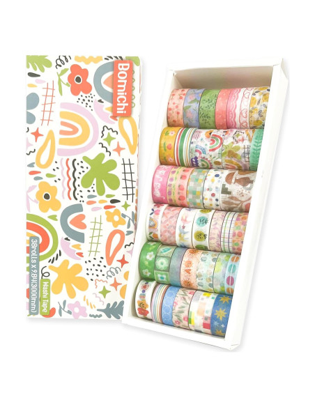 38 Rollos de Cinta Washi Bomichi para Scrapbooking y Manualidades