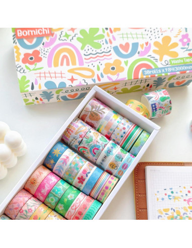 38 Rollos de Cinta Washi Bomichi para Scrapbooking y Manualidades