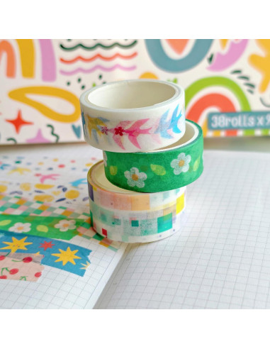 38 Rollos de Cinta Washi Bomichi para Scrapbooking y Manualidades