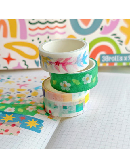38 Rollos de Cinta Washi Bomichi para Scrapbooking y Manualidades