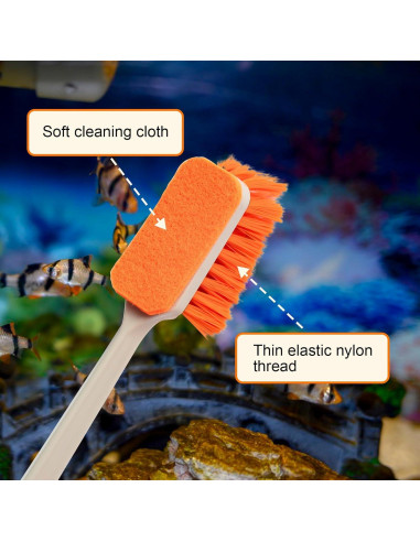 Cepillo Limpiador de Acuario Swirge 31cm Naranja - Raspador de Algas