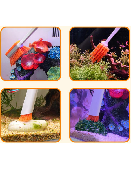 Cepillo Limpiador de Acuario Swirge 31cm Naranja - Raspador de Algas