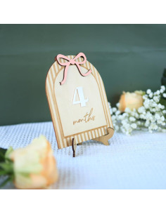 Marcador de Hitos para Bebé OENIZI Madera Rosa 16.5 cm 2