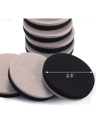 24 Deslizadores de Muebles de Fieltro Beige 6.35 cm Reutilizables
