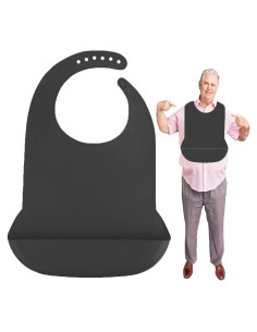 Babero Ajustable de Silicona para Adultos - Unisex Negro