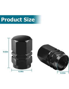 Tapa de Válvula de Neumático AUCELI 12 Piezas Hexagonal Negro 2